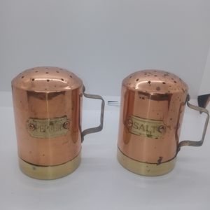 Set of Copper and Brass Salt and Pepper Shakers